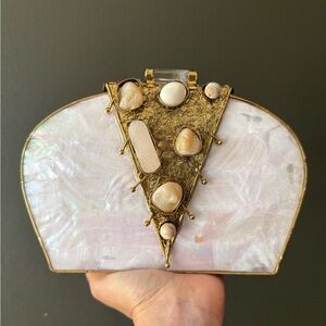 Elegant Gold and Pearl Clutch